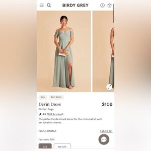 Birdy Grey Devin Dress in Sage Worn Once